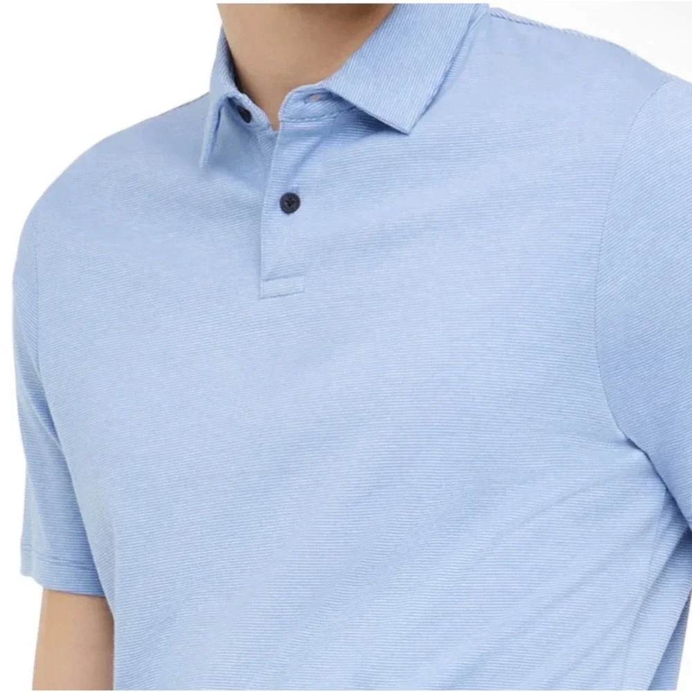 Banana Republic Men's Cotton Luxe Touch Polo Shirt, Blue, Medium